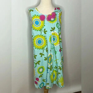 C.w.d kids girls blue floral shift dress sz 10/12